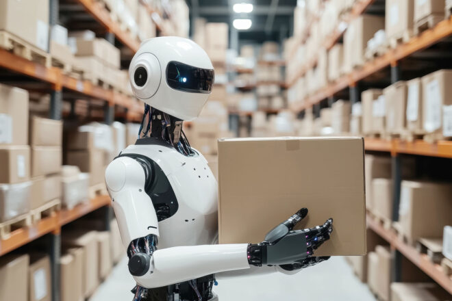 Roboter mit Karton